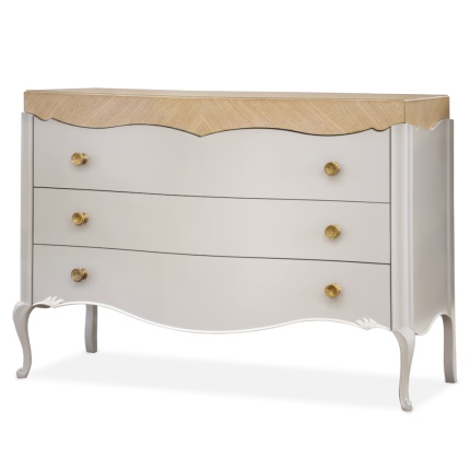 Lotus Chest of Drawers by Lapa Interior Design – carved legs, oak top, pastel lacquered finish