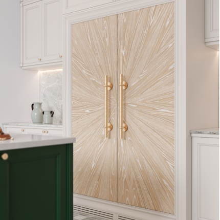 Directoire Kitchen by Lapa Interior Design – custom kitchen with lacquered wood cabinets and marble worktop, inspired by French classical design.