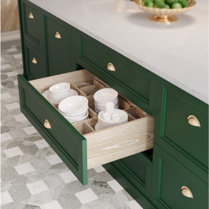 Directoire Kitchen by Lapa Interior Design – custom kitchen with lacquered wood cabinets and marble worktop, inspired by French classical design.