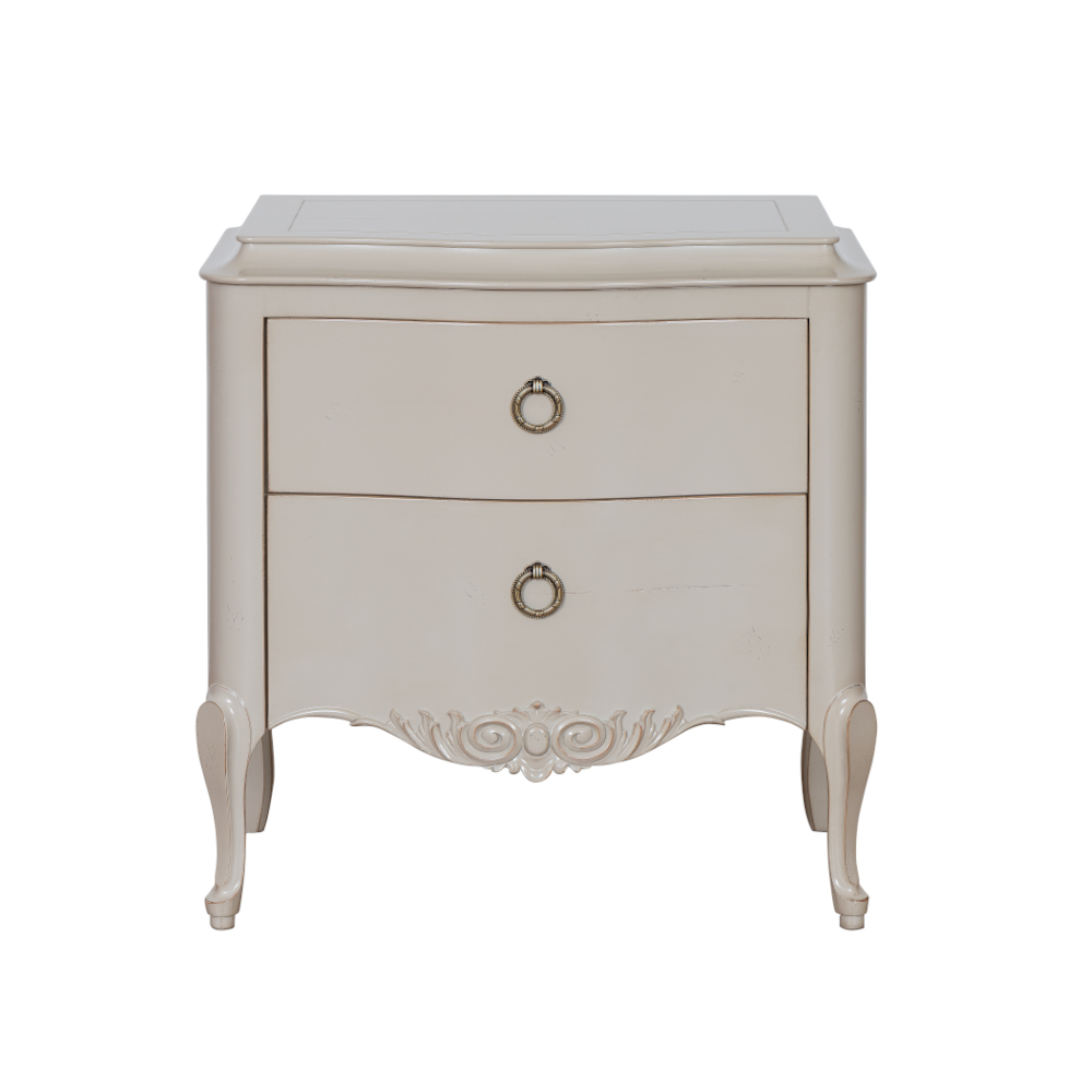 Gala Bedside Table by Lapa Interior Design – lacquered wood bedside table with carved details
