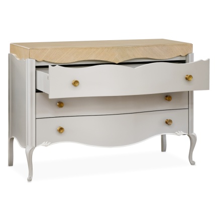 Lotus Chest of Drawers by Lapa Interior Design – carved legs, oak top, pastel lacquered finish