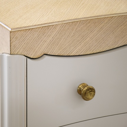 Lotus Chest of Drawers by Lapa Interior Design – carved legs, oak top, pastel lacquered finish