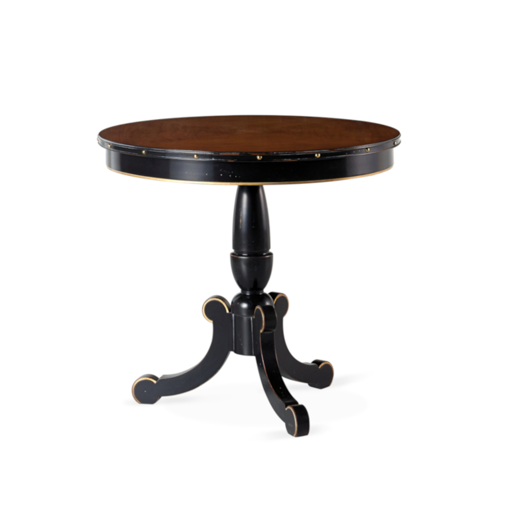 Tango Side Table – round wooden table with lower shelf and curved legs by Lapa Interior Design