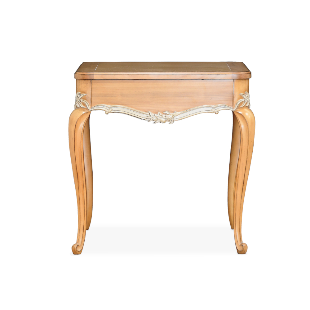 Florence Side Table by Lapa Interior Design – round table with carved floral legs in Siena or Terra Antique finish