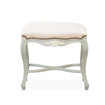 Louis XV Bench II by Lapa Interior Design – enlarged carved bench with upholstered seat and antique finish