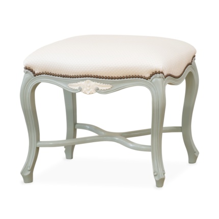 Louis XV Bench II by Lapa Interior Design – enlarged carved bench with upholstered seat and antique finish