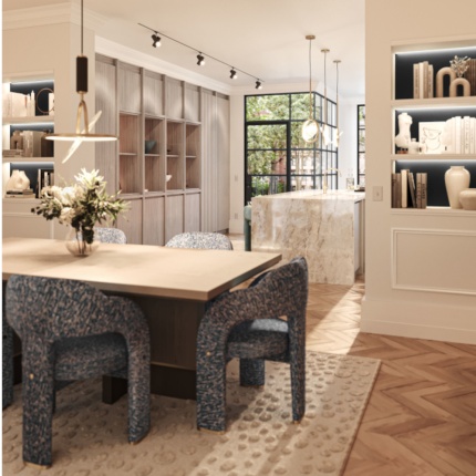 Tailor-made Aiden Kitchen in natural wood and marble, handcrafted in Portugal by Lapa Interior Design