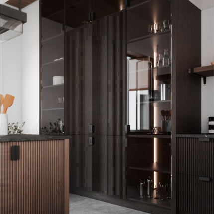 Devon Kitchen da AM Living – Cozinha sob medida com design moderno e acabamentos em madeira de freixo e nogueira.