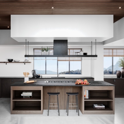Devon Kitchen da AM Living – Cozinha sob medida com design moderno e acabamentos em madeira de freixo e nogueira.