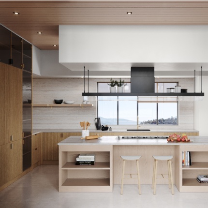 Devon Kitchen da AM Living – Cozinha sob medida com design moderno e acabamentos em madeira de freixo e nogueira.