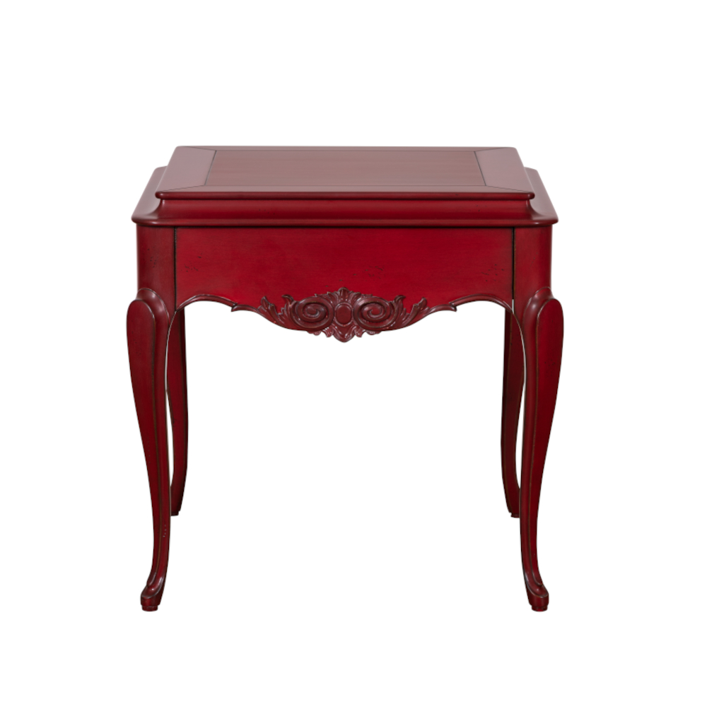 Gala Side Table by Lapa Interior Design – square lacquered wood table with carved high‑relief details