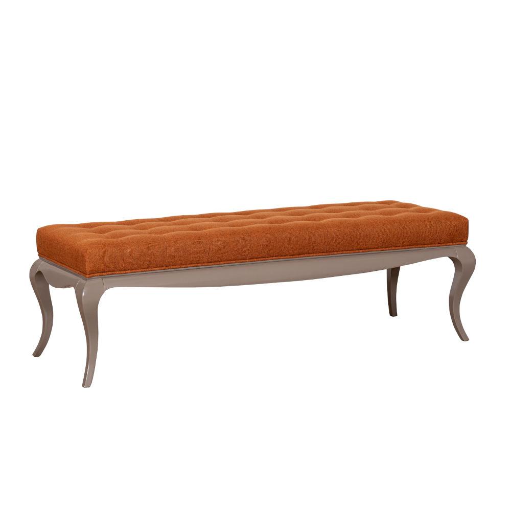 Vogue Bench II by Lapa Interior Design – upholstered bench with carved legs and plush cushion, made in Portugal
